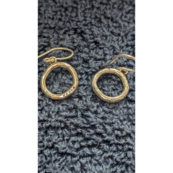 PZ 925 Sterling Silver Organic Circle Dangle Earrings Minimalist Artisan Style - Picture 4 of 5